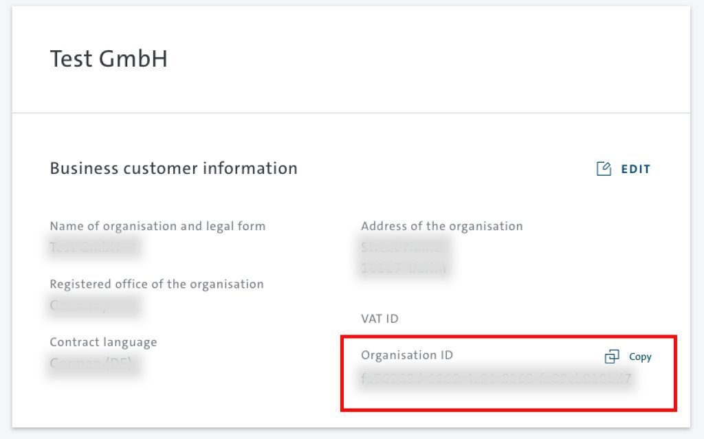 picture of the One Business ID Account information