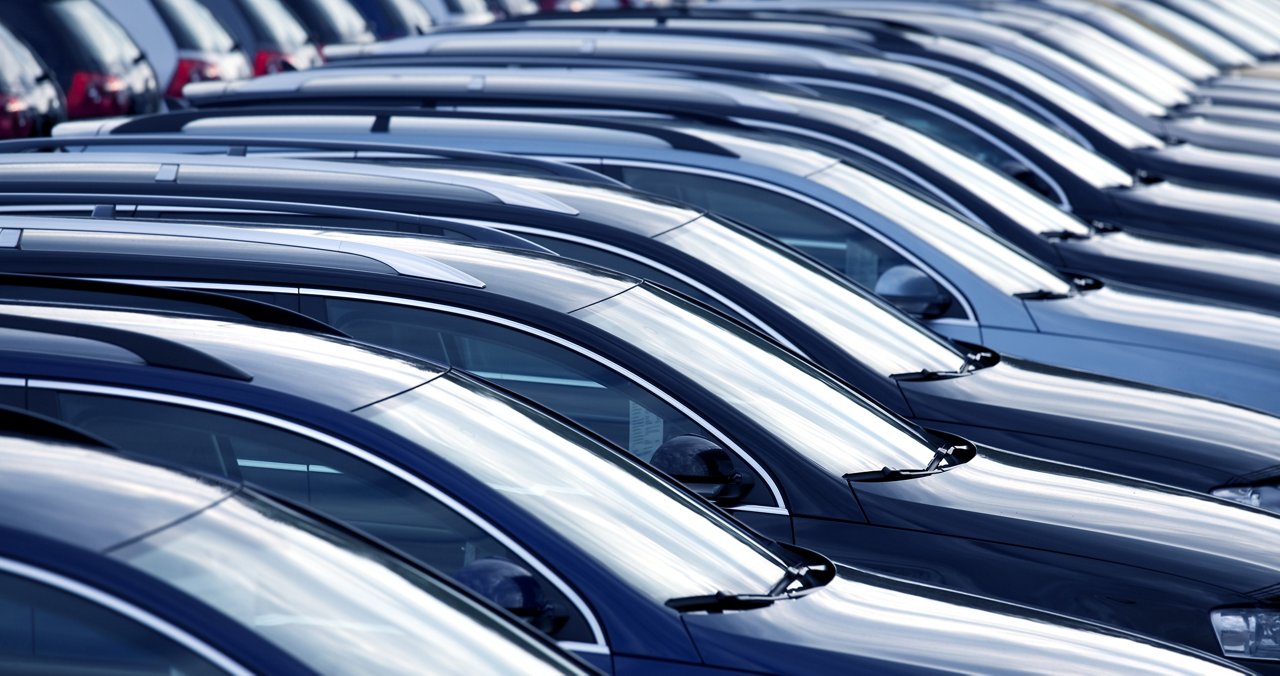 close up with shallow depth of field of brand new cars